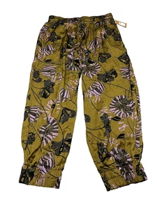 Karlie Floral Jogger Anthropologie Sateen Stretch Pants Women Size Large NWT - Picture 1 of 7