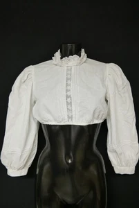 Gr.40 Dirndlbluse weiß Bluse für Dirndl Baumwolle mit Spitze B11263 - Bild 1 von 4