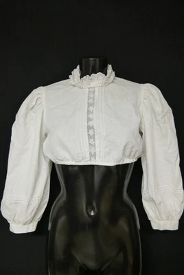 Gr.40 Dirndlbluse weiß Bluse für Dirndl Baumwolle mit Spitze B11263 - Bild 1 von 4
