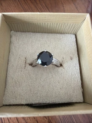 BBJ Sterling Silver Black Spinel Gemstone Cocktail Ring - Size 6 - Image 1 of 2