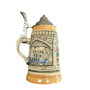 Vtg Beer Stein Mug- with silver metal lid- 5 in Tall- Germany Mark- heidelberg - Picture 1 of 8