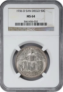 1936-D San Diego Commemorative NGC MS 64, Blast White Caked On Luster - Picture 1 of 2