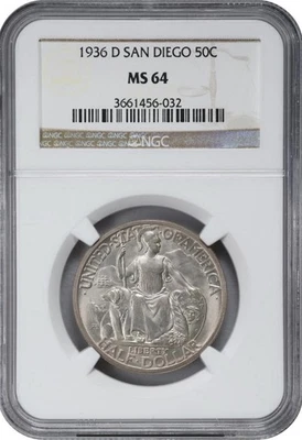 1936-D San Diego Commemorative NGC MS 64, Blast White Caked On Luster - Image 1 of 2