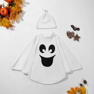 Toddler Baby Boys Girls Halloween White Ghost Cape Cloak Party Cosplay w/ Hat  - Picture 1 of 14