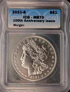 2021-S Morgan Silver Dollar MS70 ICG. FREE SHIPPING - Picture 1 of 2