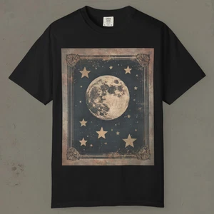 MOON STAR CELESTIAL T-Shirt, Vintage Space Crescent Moon Shirt, Lunar Star Tee - Picture 1 of 24