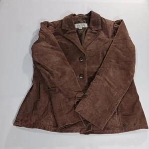 Wilsons Maxima RN#69426 Womens Brown Button Front Leather Coat Jacket Size Large - Picture 1 of 24