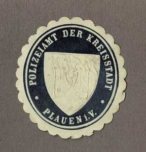 Sello Sajonia: OFICINA DE POLICÍA DE LA CIUDAD CIRCULAR PLAUEN i. V. (Vogtland) - Imagen 1 de 1