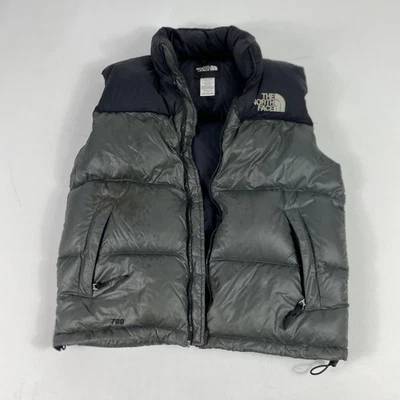 The North Face Vest Mens Medium Gray 700 Goose Down Puffer Hooded Outdoors - Image 1 of 4