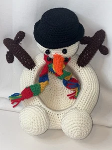 Neu Handarbeit 3D gehäkelt Schneemann Korb Süßigkeiten Schale Weihnachten! - Bild 1 von 12
