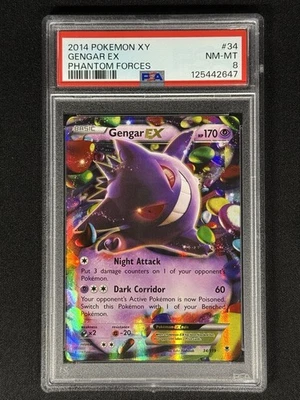 PSA 8 2014 POKEMON PHANTOM FORCES GENGAR EX #34 HOLO NM Mint - Image 1 of 2