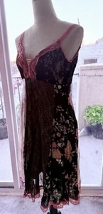 Azel Hazel Hazel Haze Anthropologie Boho Silk Blend Dress Size Large Y2K Vintage - Picture 1 of 3