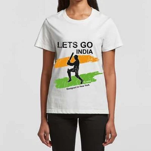 G West Women Cricket Lets Go India White T-Shirt : Gwwbsdtf2406 - Picture 1 of 2
