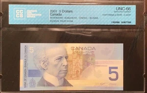 #AOB 2001 $5 BC62aA KNIGHT/DODGE #AOB2308704 CCCS UNC66 RANGE 2.24-2.32 - Picture 1 of 2