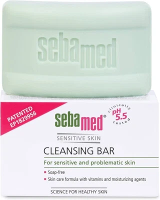 Barra Limpiadora Sebamed con Vitaminas para Piel Sensible 100gm, el balance de pH es de 5,5. Foto 1 de 2