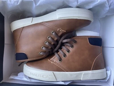 Nautica Boys Brown Lace Up Round Toe Ankle Boots Size 12 New - Image 1 of 4