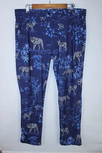 Greyson Men's 34x34 Navy Blue Wolf Print Activewear Golf Pants - Picture 1 of 7