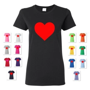 NEW WOMEN'S HEART LOVE VALENTINE'S GIFT TEE T-SHIRT - Picture 1 of 15