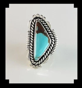 Anillo turquesa esterlina y #8 del artista navajo Joe Paul talla 10 1/4  - Imagen 1 de 6
