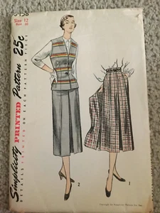 Vintage Simplicity Sewing Pattern 3458 Women's Size 12 Bust 30 Skirt Sl.Jacket - Picture 1 of 11