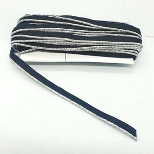 10mm silver Metallic Black tape Flanged insert piping cord ribbon trim - Picture 1 of 1