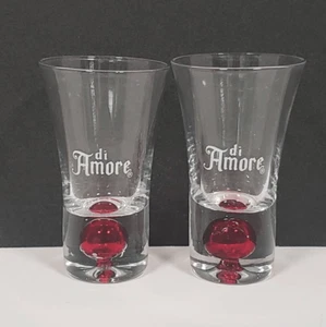 Juego de 2 vasos de chupito Di Amore Amaretto, fondo de cereza roja con logotipo esmerilado - Imagen 1 de 8