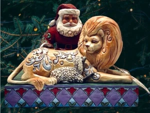 ENESCO JIM SHORE HEARTWOOD CREEK SANTA WITH LION & LAMB~NEW - Picture 1 of 14