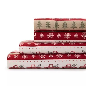 Cuddl Duds Twin Red Truck Fairisle set lenzuola flanella pesante - Foto 1 di 7