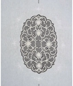 Tenda in 100% puro lino ricamata a mano lavorazione intaglio: ge/nh. - Foto 1 di 6