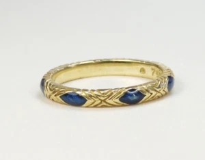 Antique Enamel Wedding Band 1920's 18KY Ring Size 5.5 UK-K1/2 Width 2.42 MM - Picture 1 of 10