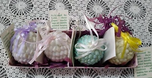 4 Paper Mache Easter Egg Ornaments, Glittery, Handmade, 2.5", Pastel, Textured - Picture 1 of 12