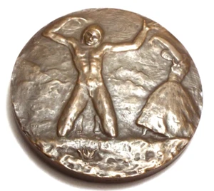 Vintage 1946 Manuel De Falla Male Nude Dancer Bronze Art Medal Anna Bass France - Picture 1 of 10