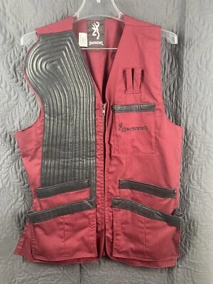 Browning Vest Men M Red Maroon Shooting Padded Shoulder Hunting Trap Cargo Mesh - Image 1 of 4