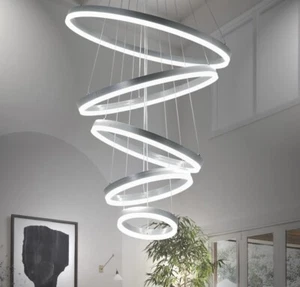 Modern 5 Ring LED Dimmable Chandler By Iaiwai - Picture 1 of 5