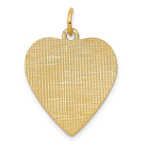 14k Yellow Gold Patterned Gauge Engravable Heart Disc Charm Pendant L-1.03 in - Picture 1 of 3