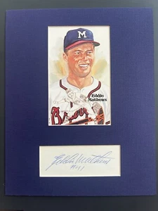 Eddie Mathews Signed Index Card Matted w/ Perez Steele JSA LOA 8x10 Display - Picture 1 of 2