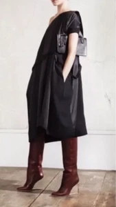 H&M Maison Margiela Black Oversized Belted Pockets Tunic Shift Dress One Size OS - Picture 1 of 3