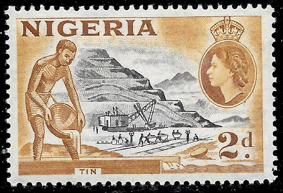 Nigeria Sc# 83 1954, industria, minería de estaño MNH** OG VF Foto 1 de 1