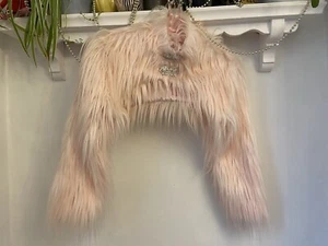 Dolls Kill Sugar Thrillz Faux Fur Crop Jacket Bejewelled Fastenning Xxs - Picture 1 of 5