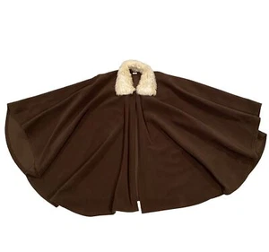 Vintage Dennis Basso Kunstfell Poncho Cape weich braun & weiß Schal Damen OSFA - Bild 1 von 16