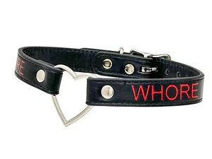 Name SILVER HEART RING RED Choker BDSM Collar Vegan Necklace O Ring Fetish - Picture 1 of 11