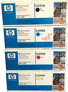 OEM Set 4 HP Laserjet 4500 4550 Tonerkartuschen C4191A C4192A C4193A C4194A - Bild 1 von 4
