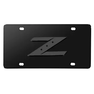 Nissan 350Z Z 3D gris oscuro logotipo en negro placa de licencia de acero inoxidable - Imagen 1 de 5