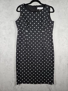 KASPER Women's Black,White Polka Dot Sleeveless A-Line Midi Dress Size 10 NWOT - Picture 1 of 15