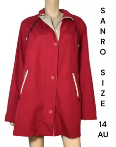 🌻SANRO RED MULTI WATER REPELLENT WINTER RAINCOAT SIZE 14 AU LIKE NEW - Picture 1 of 11