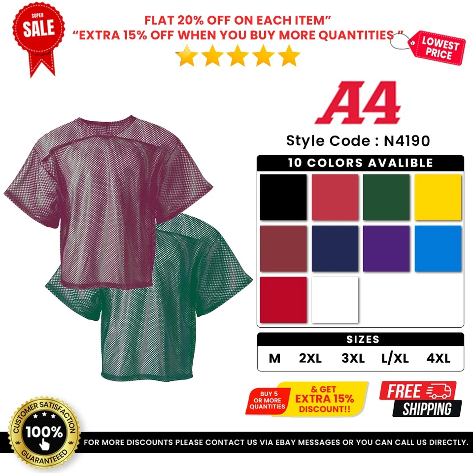 Camiseta deportiva de práctica grande A4 N4190 para hombre 100 % poliéster que absorbe la humedad todos los ojos de buey Foto 1 de 1