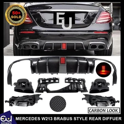 EU AUTO PARTS LTD DIFUSOR DE PARACHOQUES TRASERO PARA MERCEDES BENZ CLASE E W213 AMG C63 ESTILO AMG BRABUS