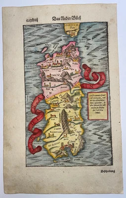 SARDINIA ITALY 1564 SEBASTIAN MUNSTER ANTIQUE ENGRAVED MAP 16TH CENTURY - Image 1 of 4