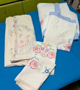 Shabby Chic Vintage Bettwäsche Bettbezug Kissenbezüge Konvolut - Bild 1 von 8