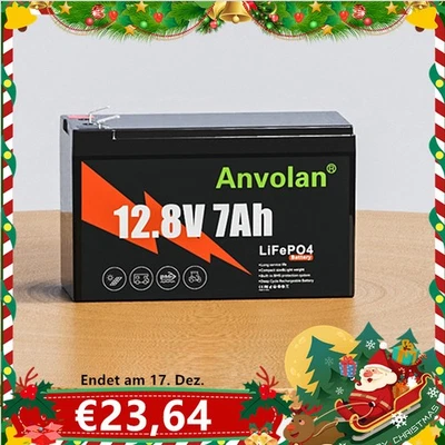 Anvolan 12V 7Ah Lithium Batterie LiFePO4 Akku BMS Wohnmobil Boote Aussenborder